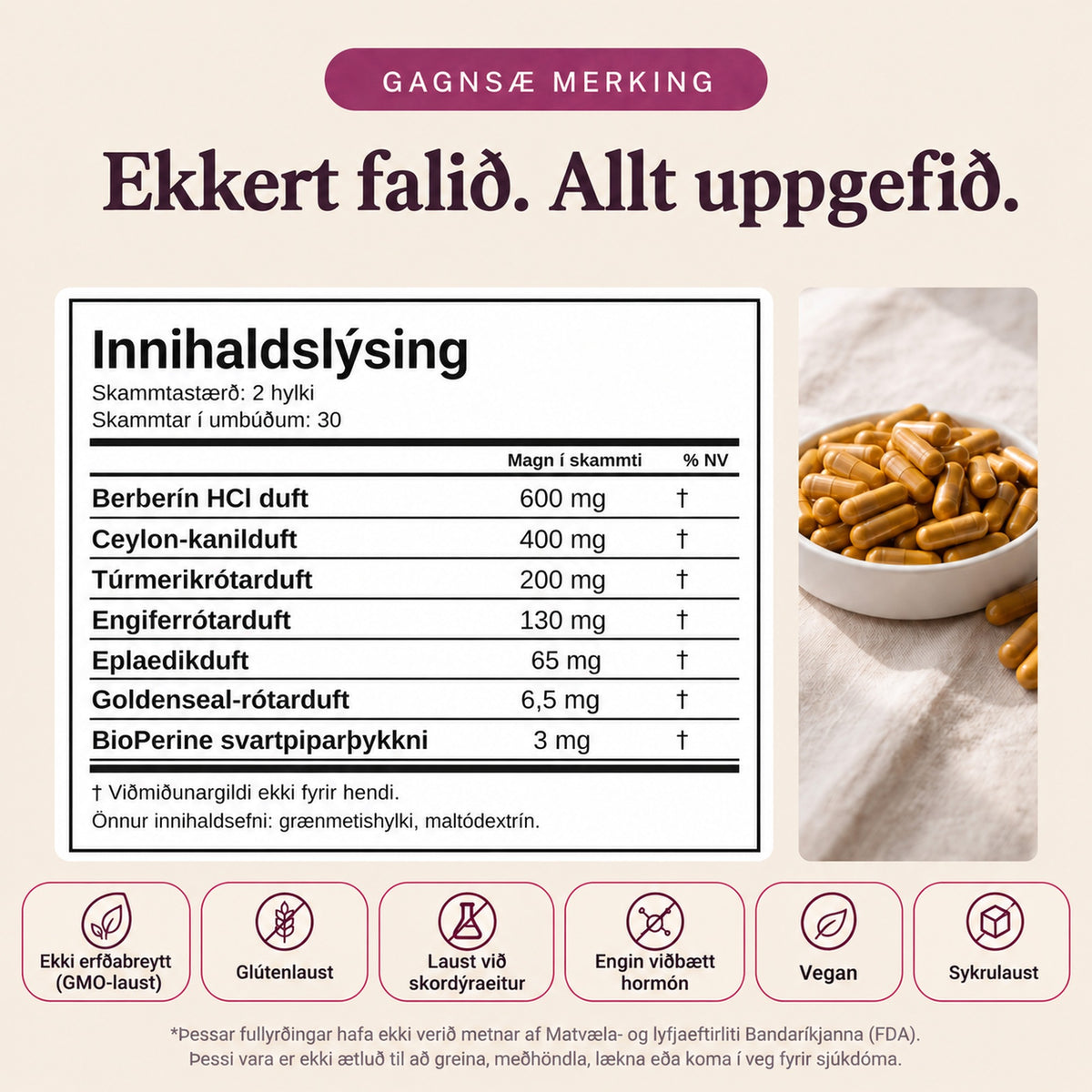 Berberín-blanda – stuðningur við orku frumna og efnaskipti