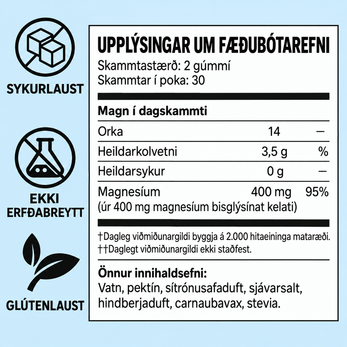 Betri Heilsa Magnesíum Bisglycinate Gúmmí