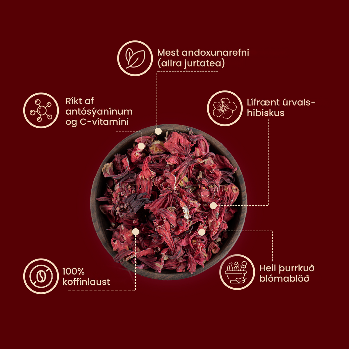 Þurrkuð hibiskuskrónublöð